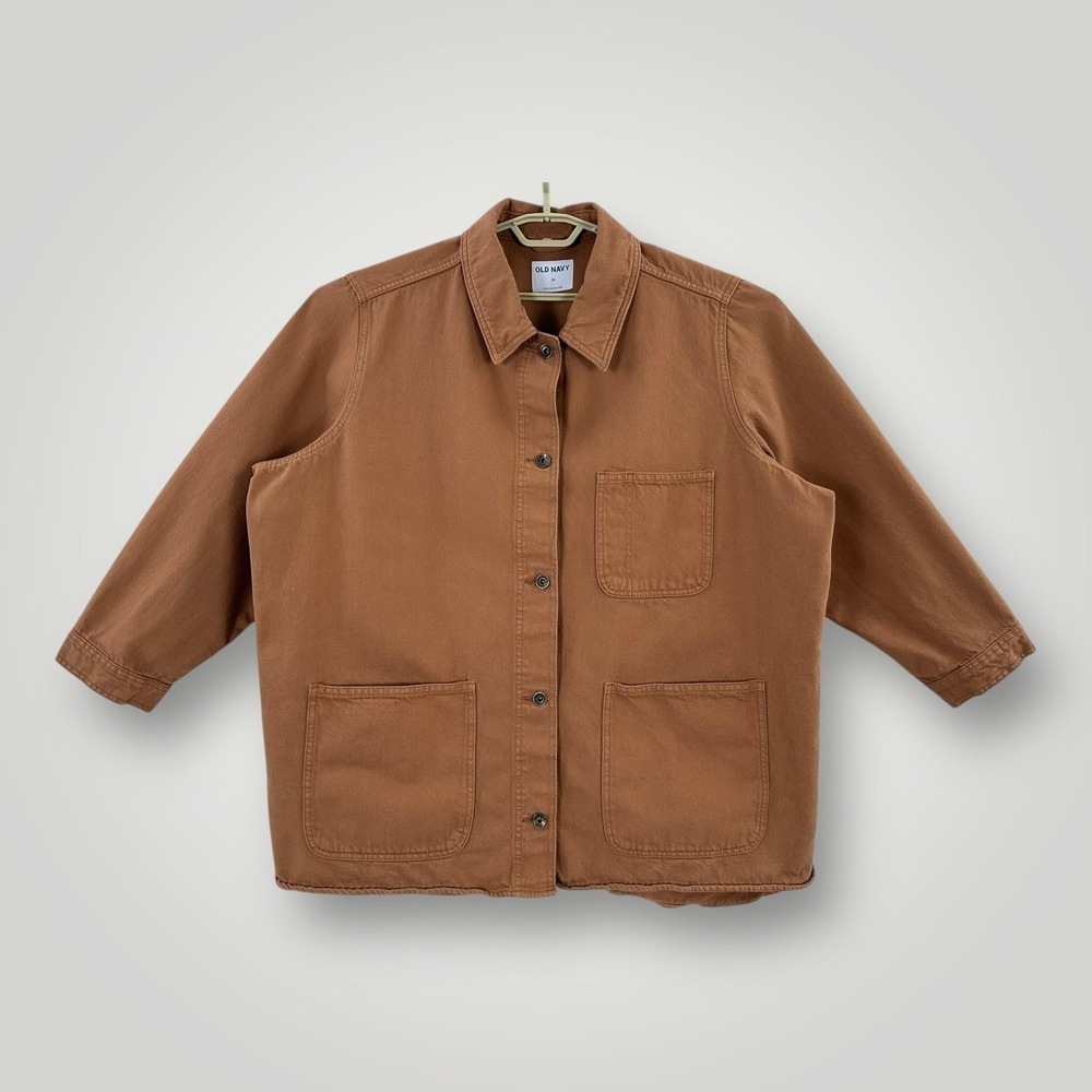 Old Navy Chore Jacket Womens 3XL Brown/Gold Workwear Chore Coat 100% Cotton